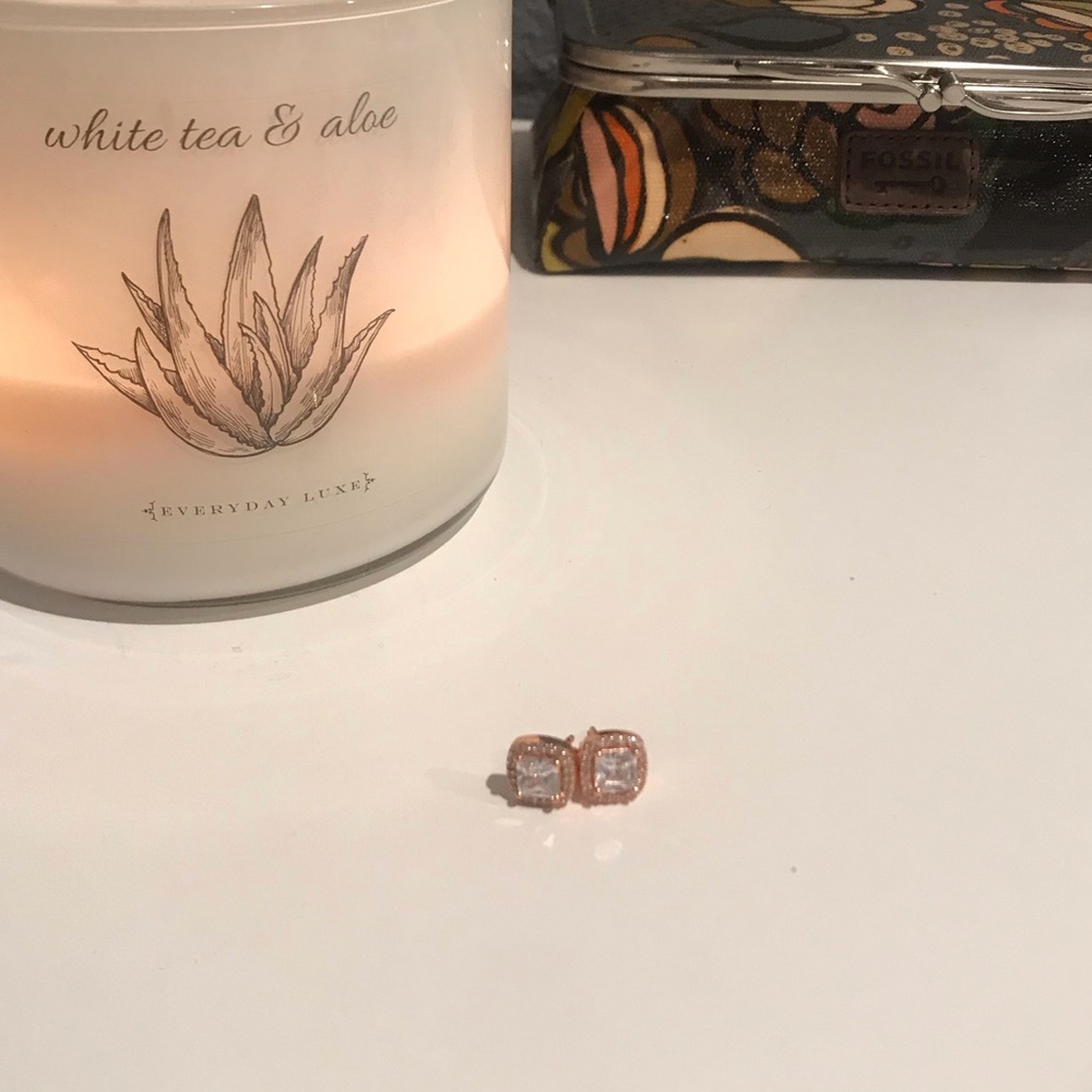 Rose Gold Square Crystal Earrings